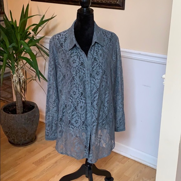 2 for $20 Woman Within Lace Blouse - Picture 1 of 3